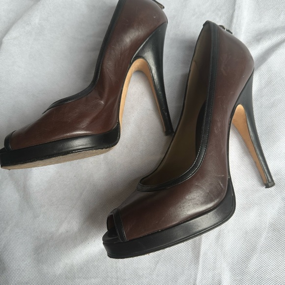 Dolce&Gabbana D&G  Brown Heels Platform Peep Toe Shoes UK 6 EU 39 - Picture 8 of 11